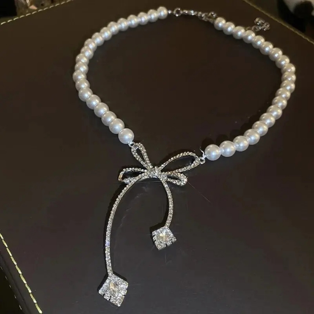 Luxury Rhinestone Crystal Chokers Necklaces Pearl